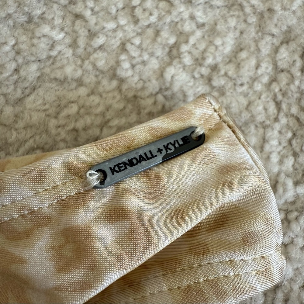 KENDALL & KYLIE | Gold Leopard Print Ruched Bikini Bottom Beachy Summer | Size L - Picture 4 of 8